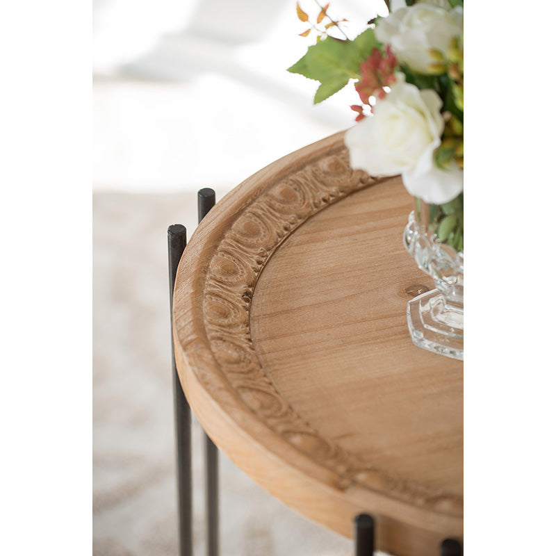 A&B Home 21" x 24" Bundle of 18 Round Black Frame Side Table With Wooden Tabletop