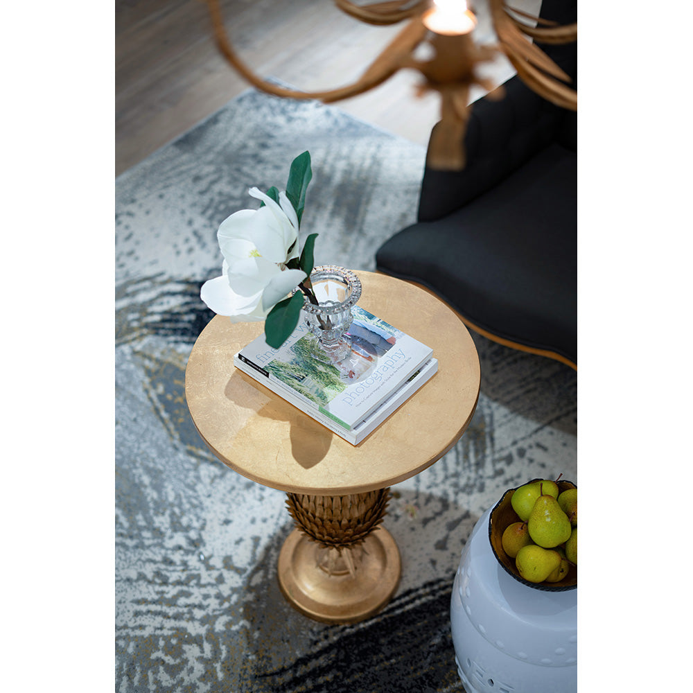 A&B Home 21" x 27" Bundle of 7 Round Gold Pineapple Table