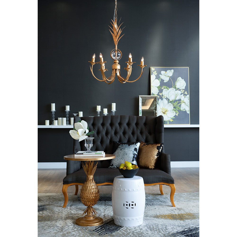 A&B Home 21" x 27" Bundle of 7 Round Gold Pineapple Table