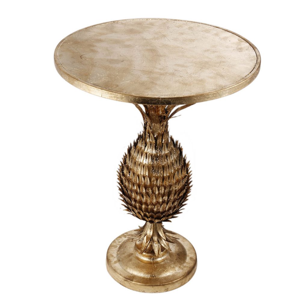 A&B Home 21" x 27" Bundle of 7 Round Gold Pineapple Table