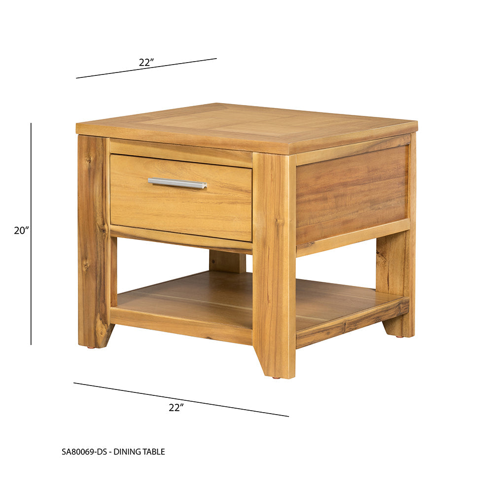 A&B Home 22" x 20" Bundle of 7 Square-Shaped Wood Tabletop With Drawer Side Table