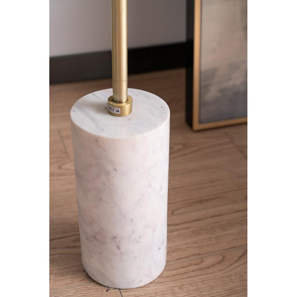 A&B Home 22" x 24" Bundle of 8 Brass Inlay Flower-Shaped Tabletop With White Marble Base