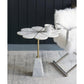 A&B Home 22" x 24" Bundle of 8 Brass Inlay Flower-Shaped Tabletop With White Marble Base