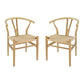 A&B Home 22" x 29" Set of Two Bundle of 6 Solid Beech Wooden Frame Wishbone Chairs