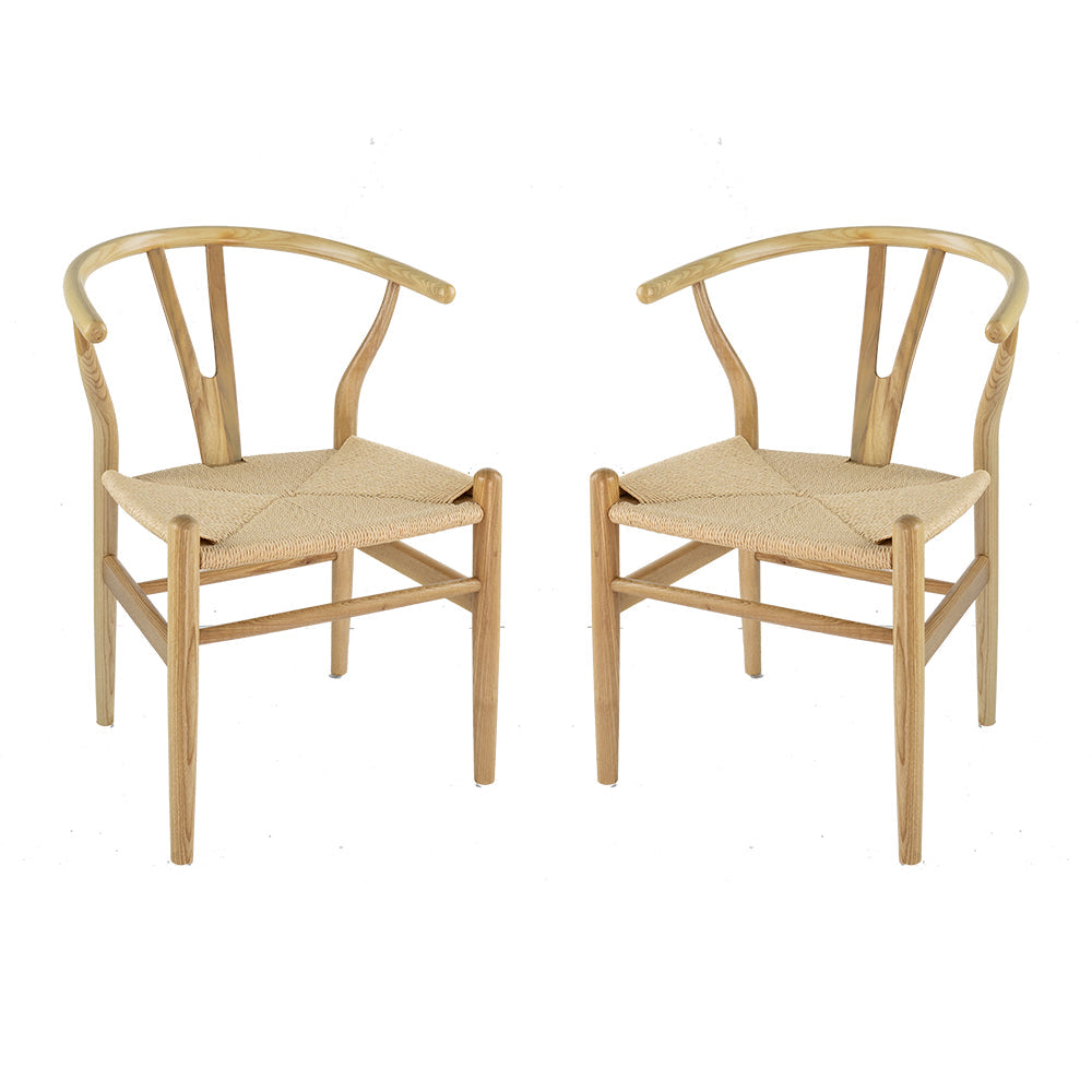 A&B Home 22" x 29" Set of Two Bundle of 6 Solid Beech Wooden Frame Wishbone Chairs