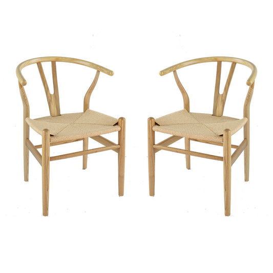 A&B Home 22" x 29" Set of Two Bundle of 6 Solid Beech Wooden Frame Wishbone Chairs