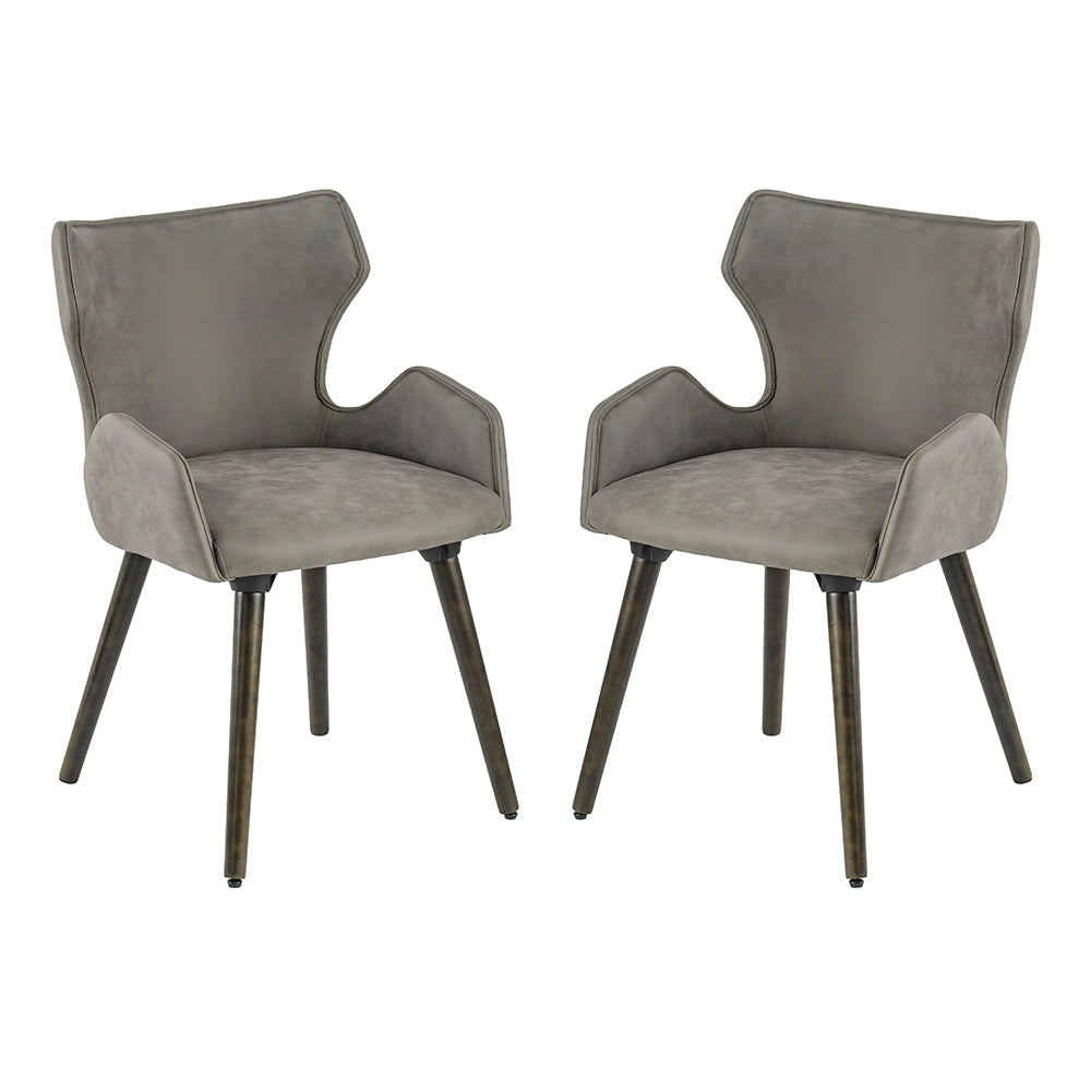 A&B Home 22" x 32" Set of Two Bundle of 7 Gray With Dark Brown Rubberwood Legs Dining Chairs