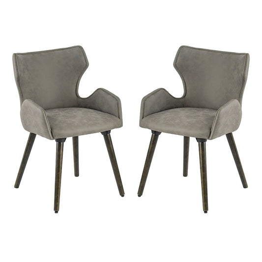 A&B Home 22" x 32" Set of Two Bundle of 7 Gray With Dark Brown Rubberwood Legs Dining Chairs