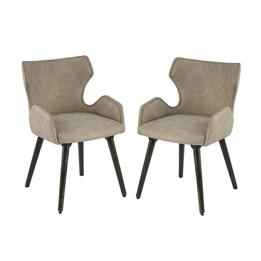 A&B Home 22" x 32" Set of Two Bundle of 7 Taupe With Dark Brown Rubberwood Legs Dining Chairs