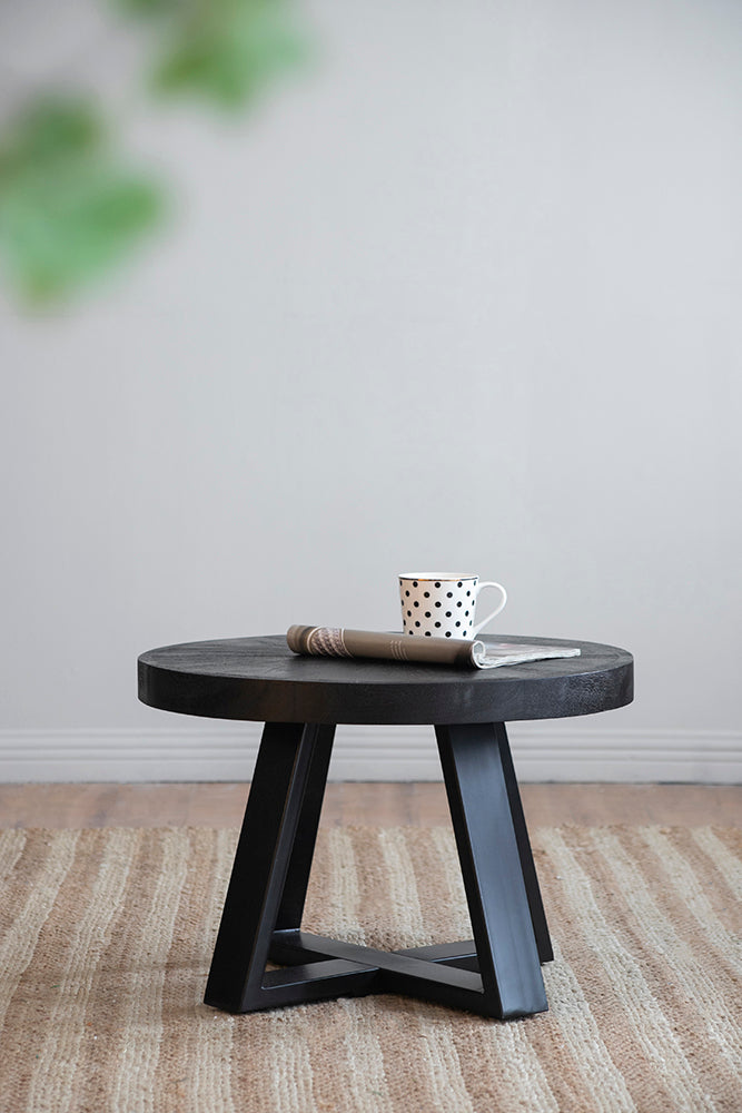 A&B Home 24" x 17" Bundle of 12 Round Black Coffee Table