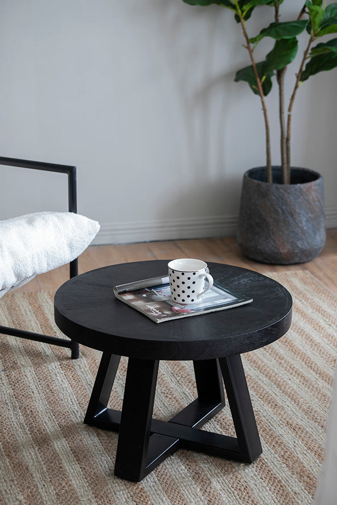 A&B Home 24" x 17" Bundle of 12 Round Black Coffee Table