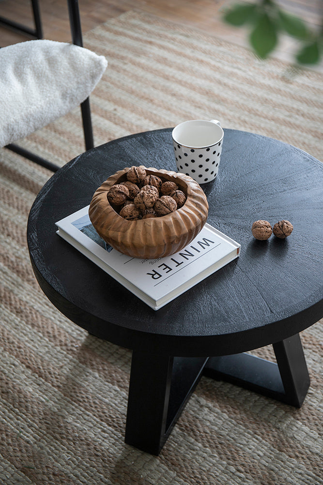 A&B Home 24" x 17" Bundle of 12 Round Black Coffee Table