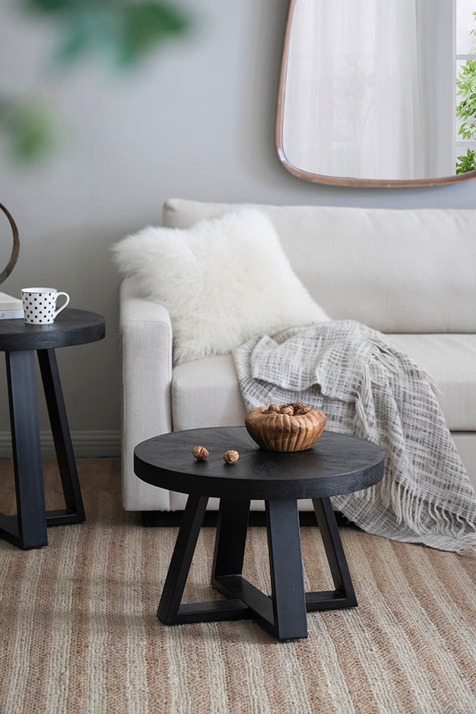 A&B Home 24" x 17" Bundle of 12 Round Black Coffee Table