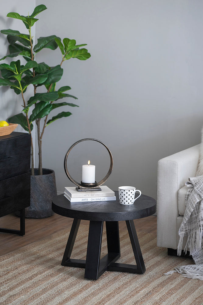 A&B Home 24" x 17" Bundle of 12 Round Black Coffee Table