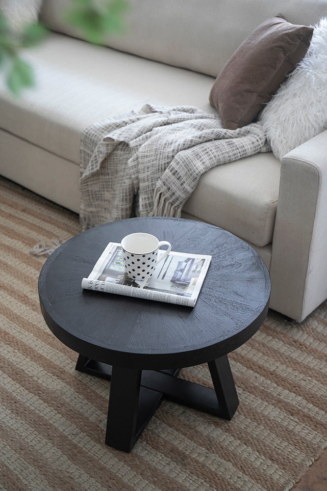 A&B Home 24" x 17" Bundle of 12 Round Black Coffee Table