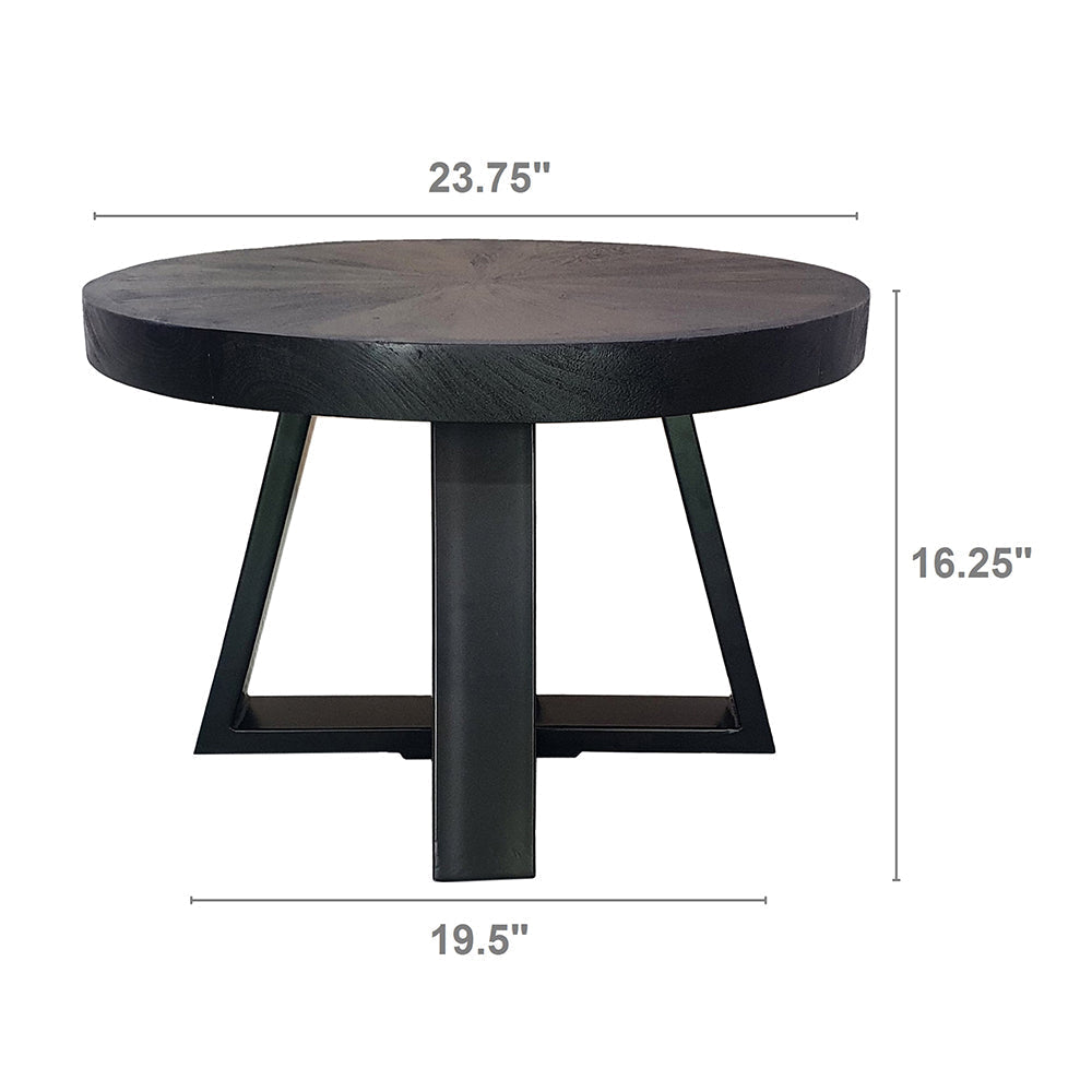 A&B Home 24" x 17" Bundle of 12 Round Black Coffee Table