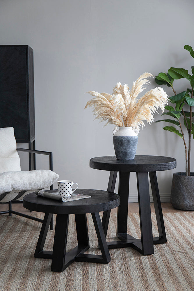 A&B Home 24" x 17" Bundle of 12 Round Black Coffee Table