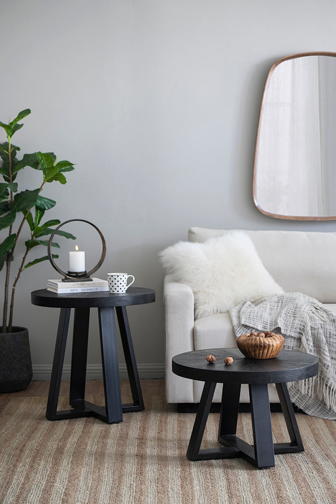 A&B Home 24" x 17" Bundle of 12 Round Black Coffee Table