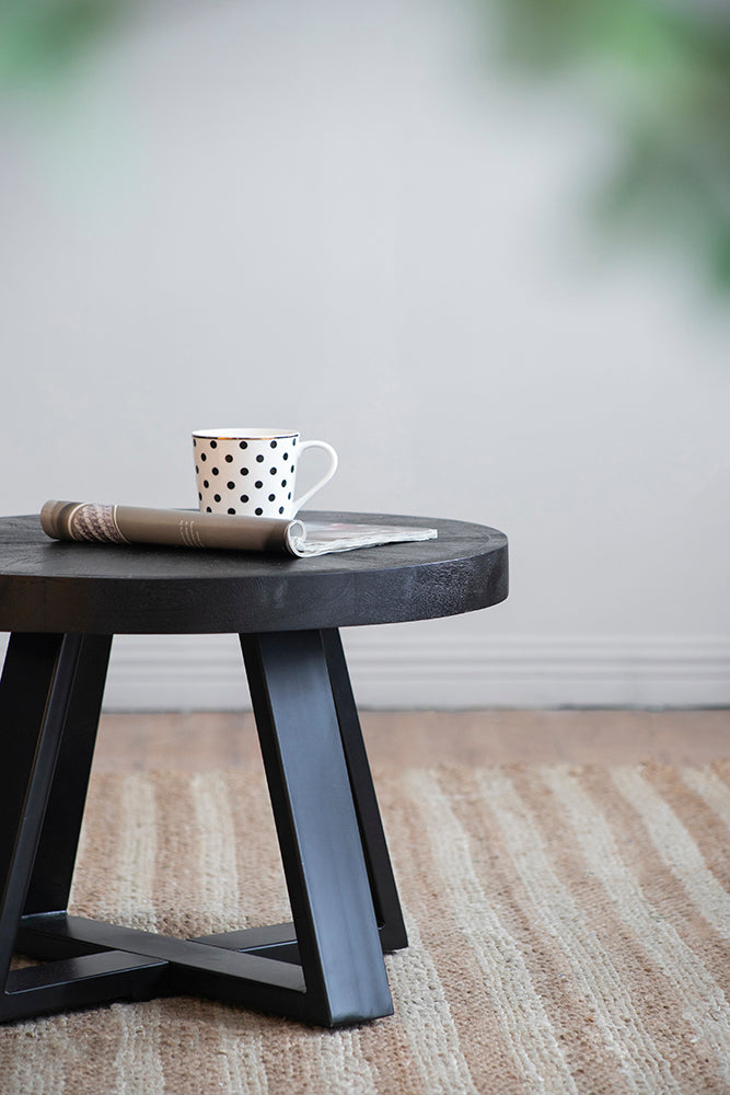 A&B Home 24" x 17" Bundle of 12 Round Black Coffee Table