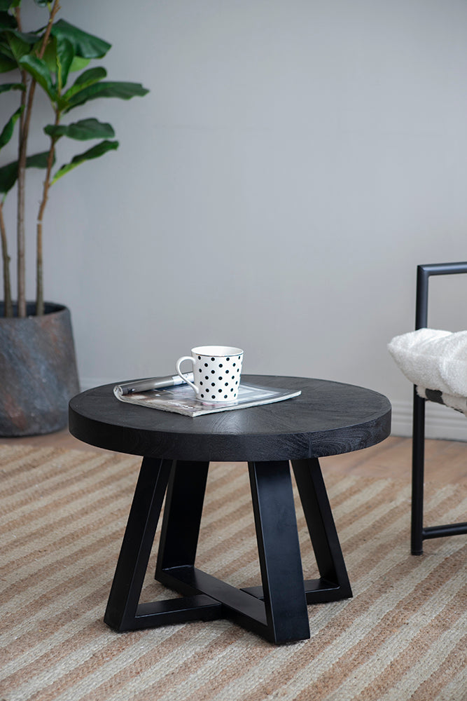 A&B Home 24" x 17" Bundle of 12 Round Black Coffee Table