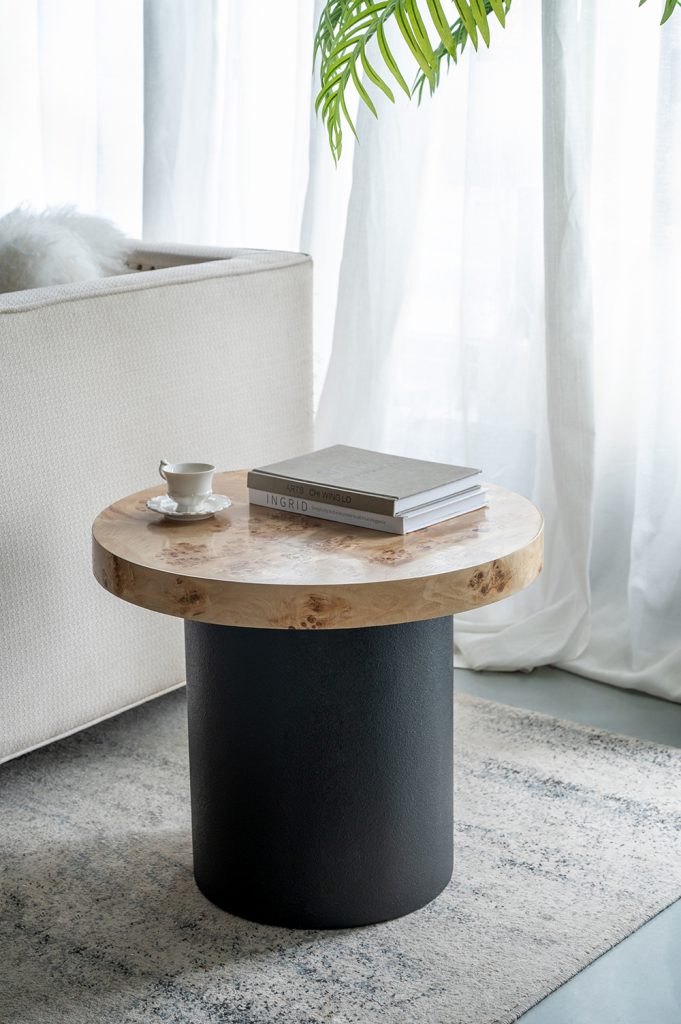 A&B Home 24" x 20" Bundle of 10 Round Natural Brown Tabletop With Black Pedestal Base Side Table