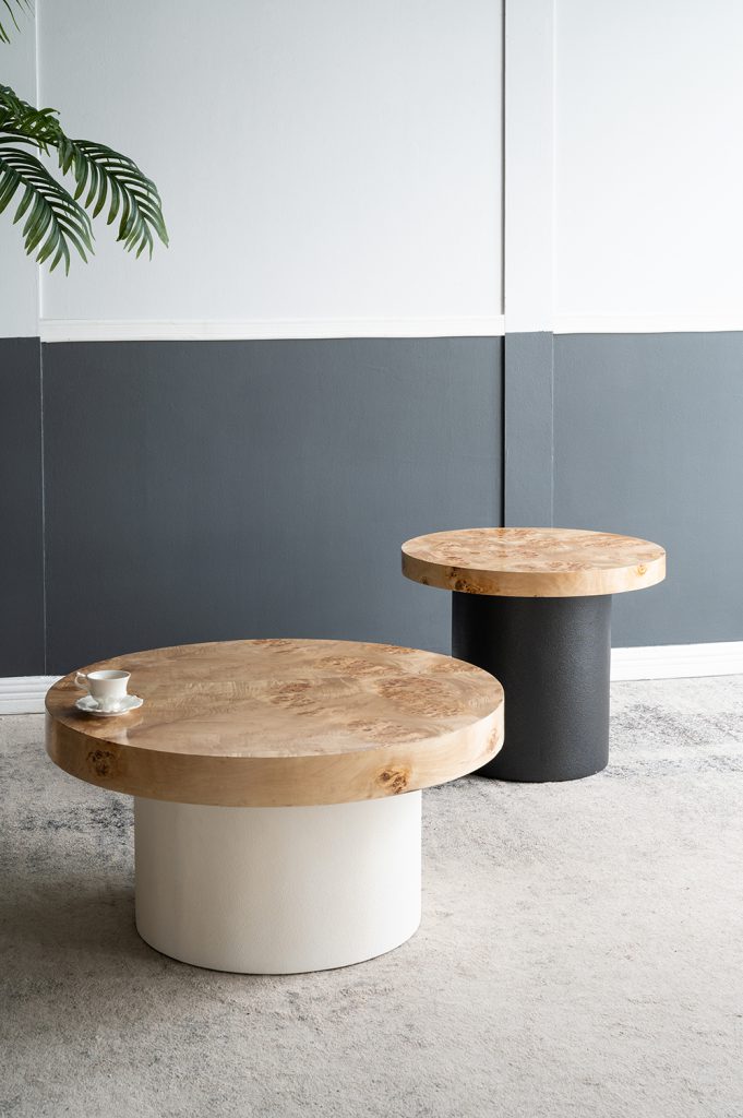 A&B Home 24" x 20" Bundle of 10 Round Natural Brown Tabletop With Black Pedestal Base Side Table