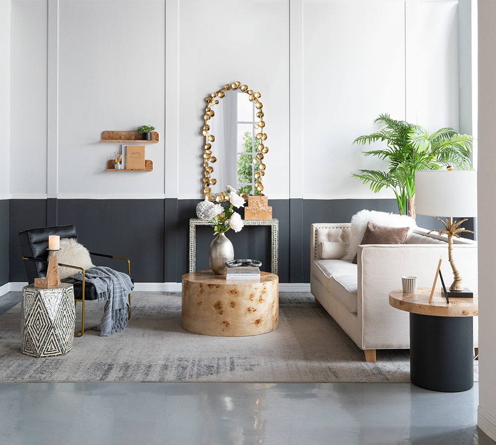 A&B Home 24" x 20" Bundle of 10 Round Natural Brown Tabletop With Black Pedestal Base Side Table