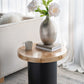A&B Home 24" x 20" Bundle of 10 Round Natural Brown Tabletop With Black Pedestal Base Side Table