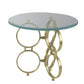 A&B Home 24" x 20" Bundle of 8 Round Clear Tabletop With Gold Ring Legs Side Table