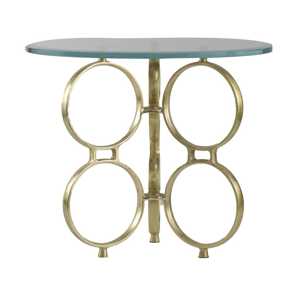 A&B Home 24" x 20" Bundle of 8 Round Clear Tabletop With Gold Ring Legs Side Table