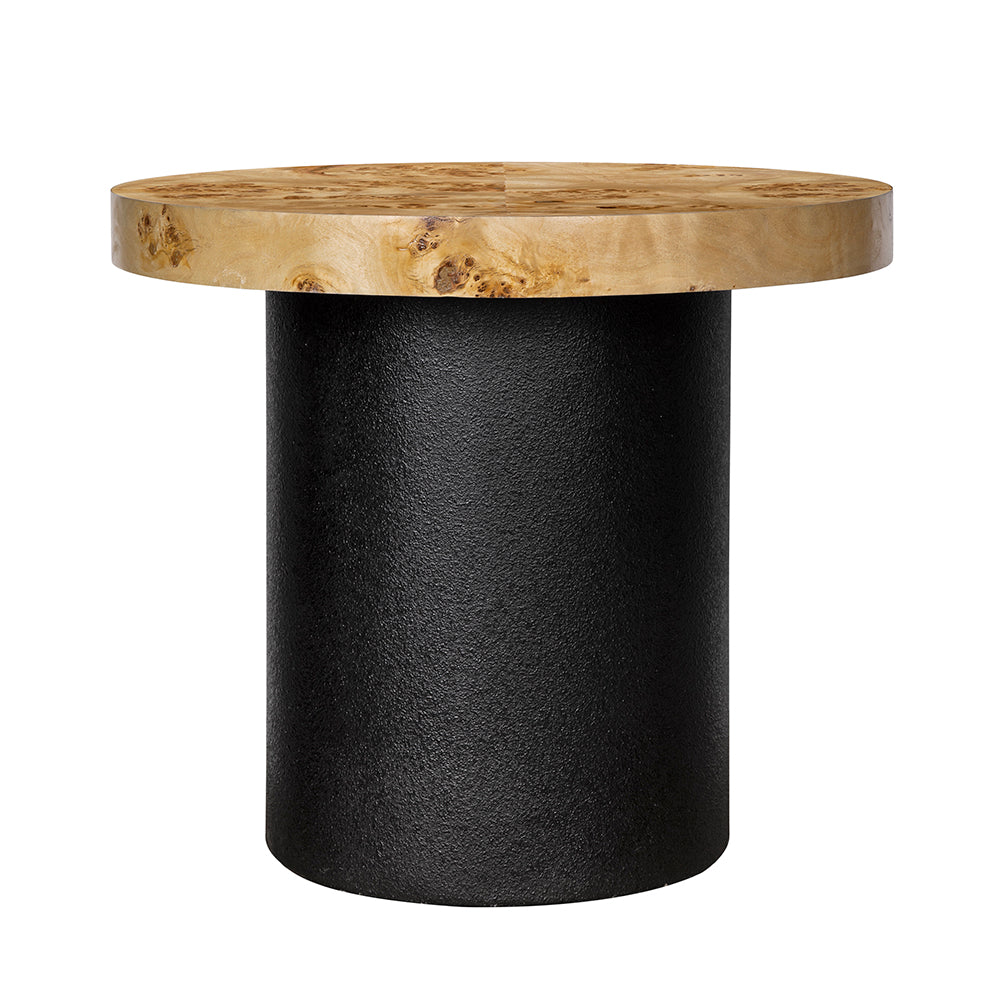 A&B Home 24" x 20" Bundle of 9 Round Natural Brown Tabletop With Black Pedestal Base Side Table