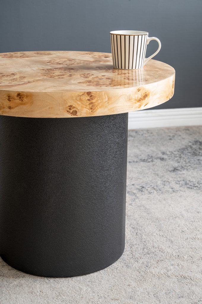 A&B Home 24" x 20" Bundle of 9 Round Natural Brown Tabletop With Black Pedestal Base Side Table