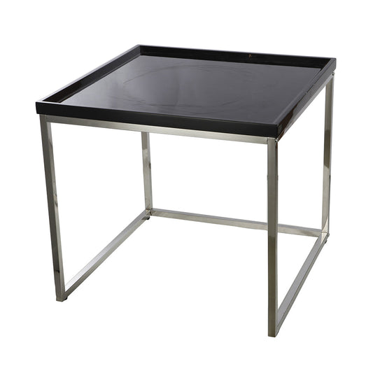 A&B Home 24" x 22" Bundle of 14 Black Rectangular Tabletop With Polished Chrome Legs Side Table