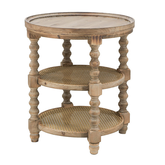 A&B Home 24" x 25" Bundle of 10 Round Three-Tiered Warm Toffee Brown Side Table