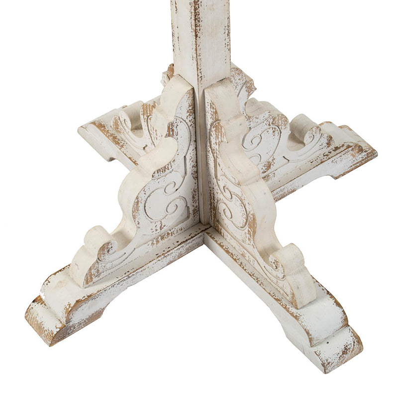 A&B Home 24" x 28" Bundle of 8 Round Weathered White Wooden Carved Table