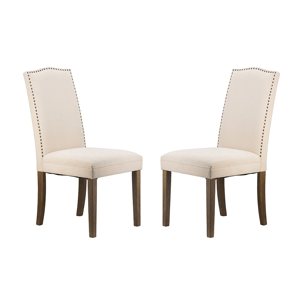 A&B Home 24" x 40" Set of Two Bundle of 8 Cream With Silver Nail Head Trim Dining Chairs