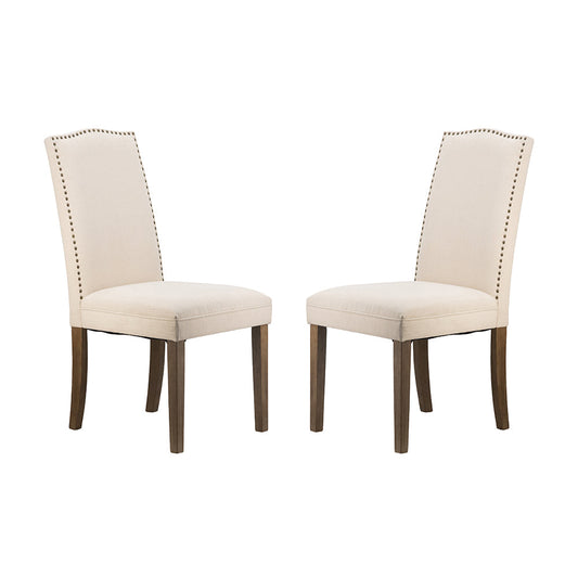 A&B Home 24" x 40" Set of Two Bundle of 8 Cream With Silver Nail Head Trim Dining Chairs