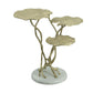 A&B Home 25" x 24" Bundle of 4 White Marble Base With Three-Tiered Gold End Table