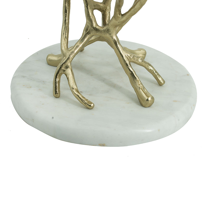 A&B Home 25" x 24" Bundle of 4 White Marble Base With Three-Tiered Gold End Table