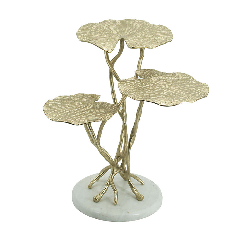 A&B Home 25" x 24" Bundle of 4 White Marble Base With Three-Tiered Gold End Table