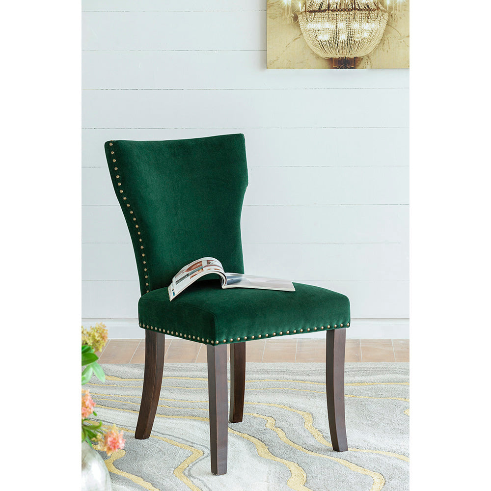 Dark green velvet dining chairs top