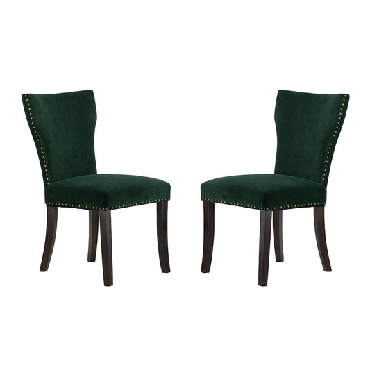 A&B Home 25" x 37" Set of Two Bundle of 7 Dark Green With Gold Nail Head Trim Dining Chairs