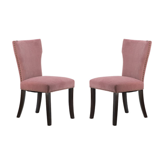 A&B Home 25" x 37" Set of Two Bundle of 7 Pink Blush Velvet Armless Dining Chairs With Gold Nail Head Trim