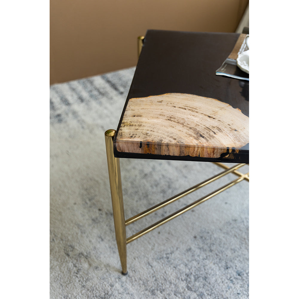 A&B Home 26" x 19" Bundle of 4 Squared-Shaped Brown and Black With Gold Frame Coffee Table