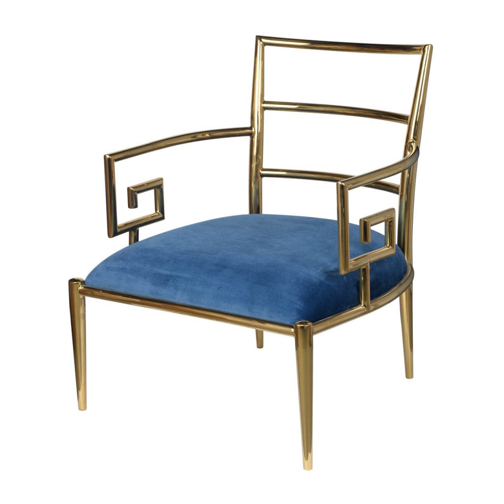 A&B Home 27" x 34" Bundle of 4 Blue Upholstery With Gold Accent Chair