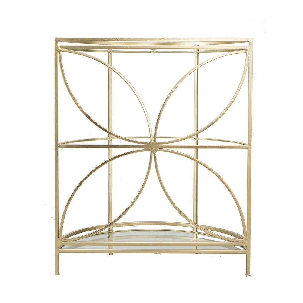 A&B Home 28" x 34" Bundle of 8 Curved Gold Metal Frame Three-Tiered Petaled Glass Shelves