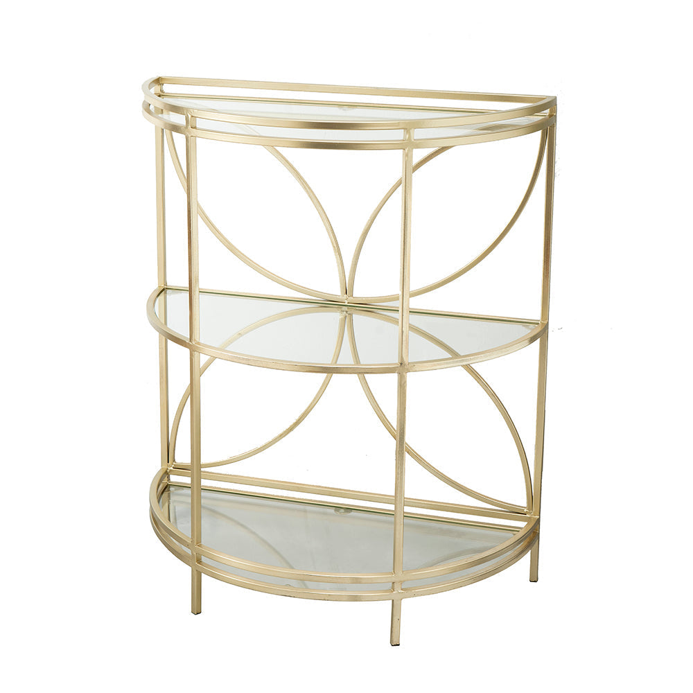 A&B Home 28" x 34" Bundle of 8 Curved Gold Metal Frame Three-Tiered Petaled Glass Shelves