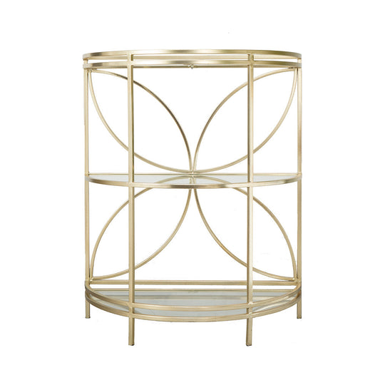 A&B Home 28" x 34" Bundle of 8 Curved Gold Metal Frame Three-Tiered Petaled Glass Shelves