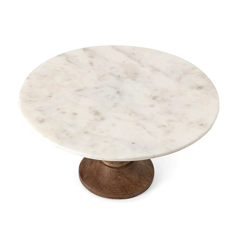 A&B Home 30" x 30" Bundle of 52 Lissa Round Marble Natural Brown Cake Stand