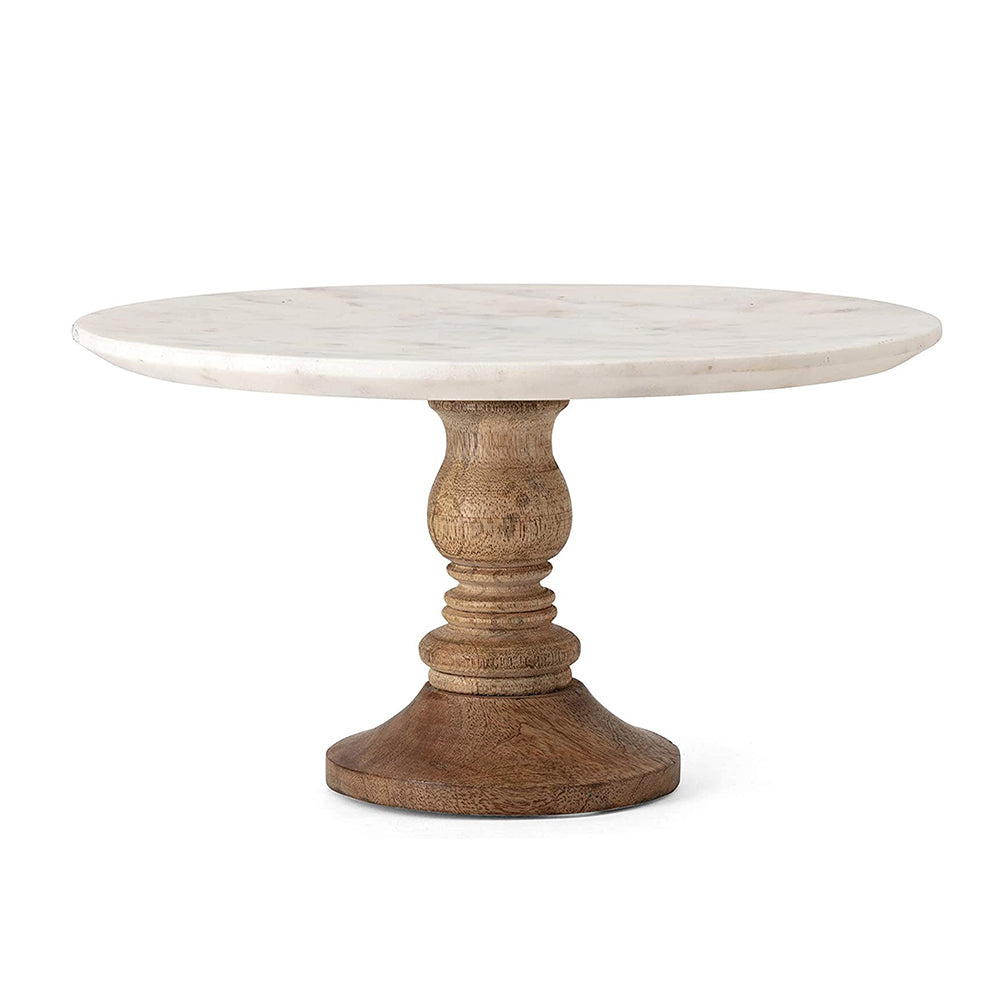 A&B Home 30" x 30" Bundle of 52 Lissa Round Marble Natural Brown Cake Stand